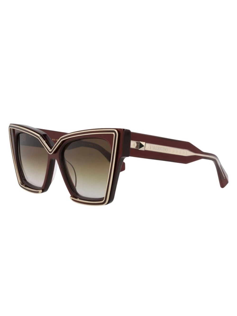 NEW AUTH Valentino VLS-126B V-GRACE Bordeaux Oversized Cat-Eye Sunglasses
